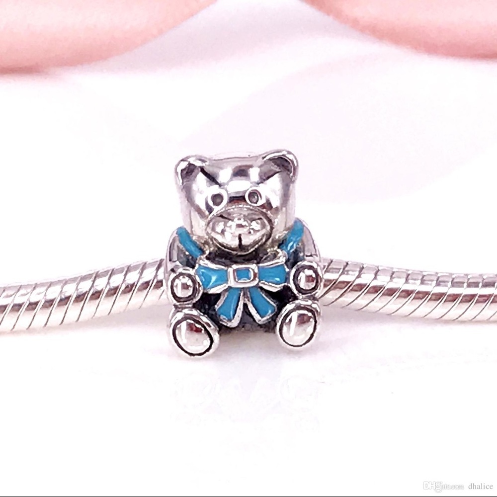 Pandora It’s a Boy Teddy Bear with blue enamel bow